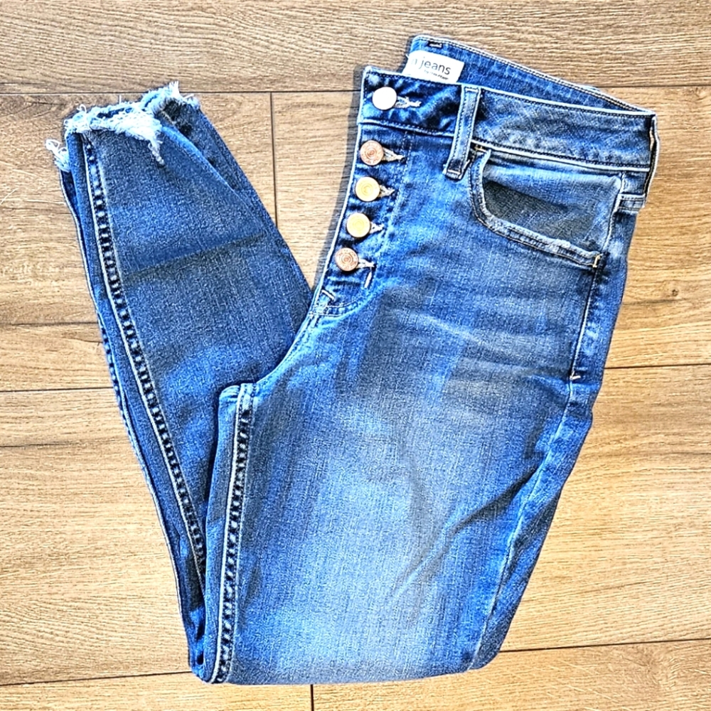 Lightly Worn - M JEANS - Distressed Button Front Jeans - Size Small Short